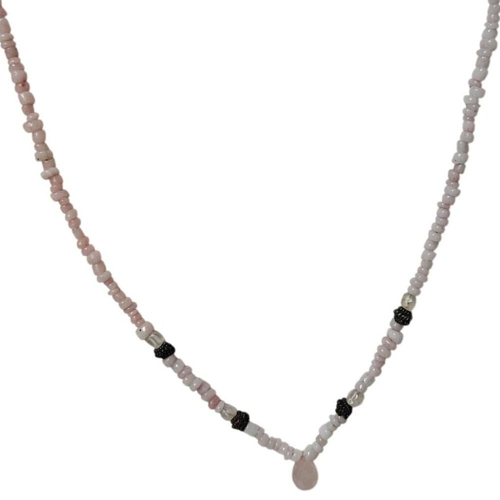 Retro Delicate Pink Beaded Necklace Classic Minimalist Fashion Jewelry Women